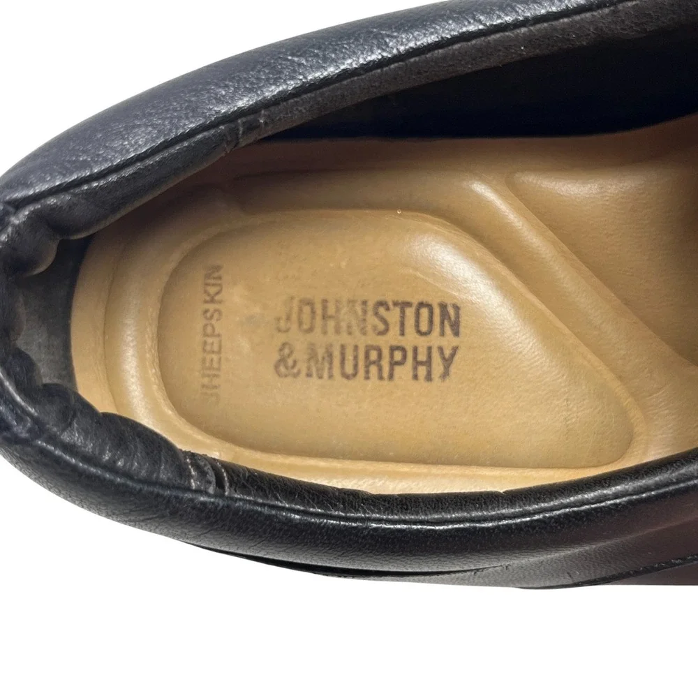 Johnston & Murphy Mens Black Leather Dress Shoes Lace‎ Up Square Toe Size 11M